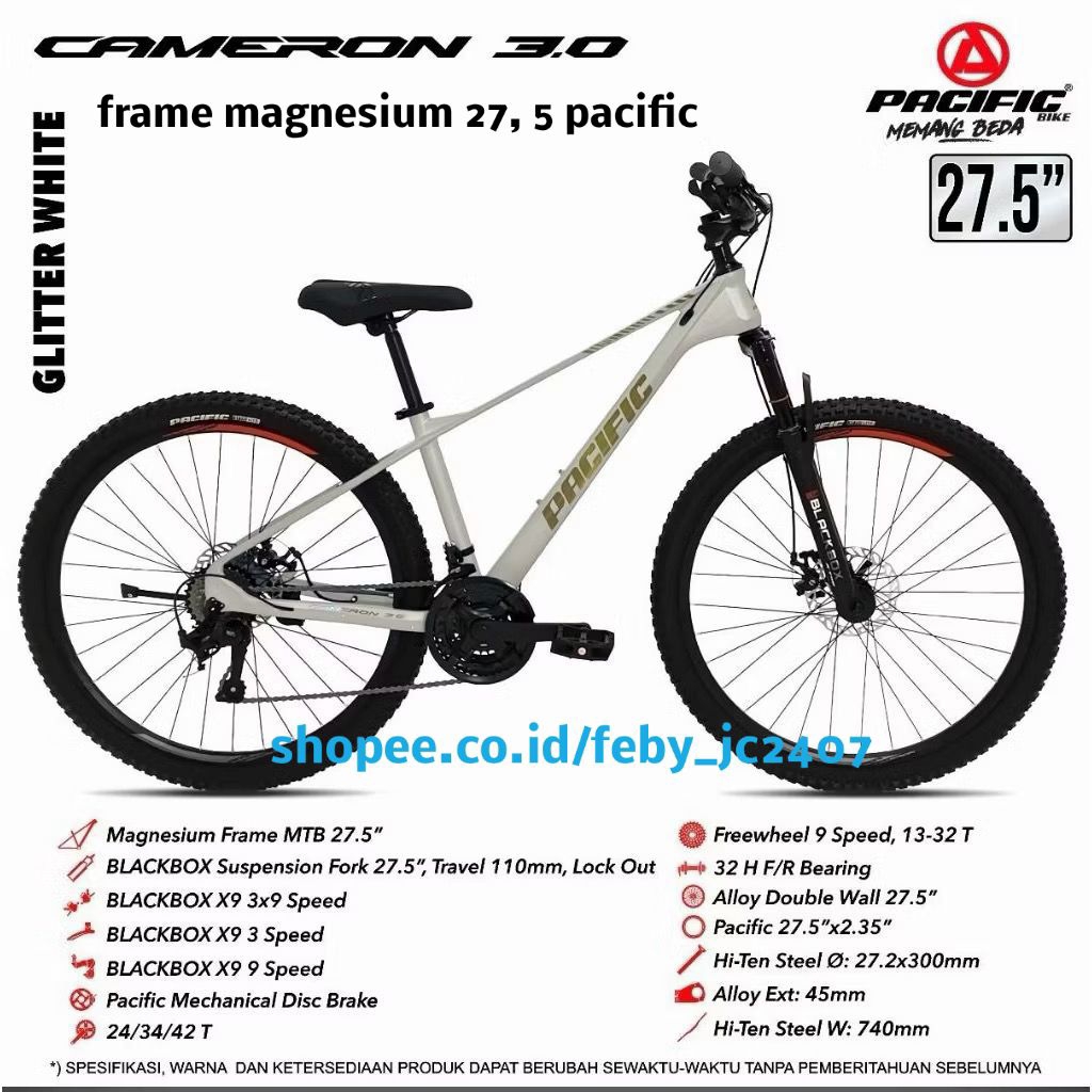 Sepeda gunung mtb Cameron 3.0 frame magnesium pacific 27,5 inch