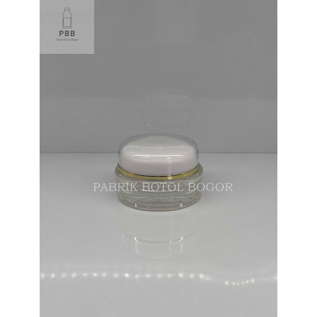 Pot Cream Acrylic 15gr White List Gold | Pot Cane 15gr Bulat