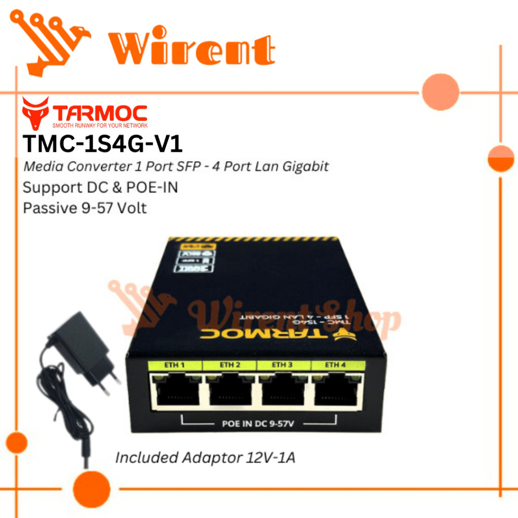 Tarmoc Media Converter FO 1 SFP 4 LAN Gigabit|1SFP 4LAN FO Switch