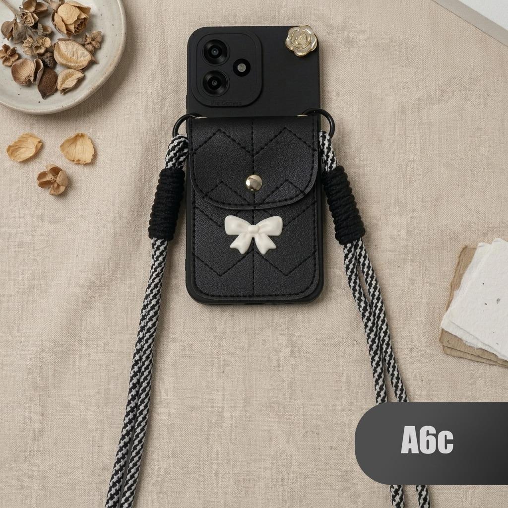 Softcase Hp Dompet Tali Panjang BoniBag For OPPO A6C - Case Hp OPPO A6C - Casing Dompet Tali Panjang