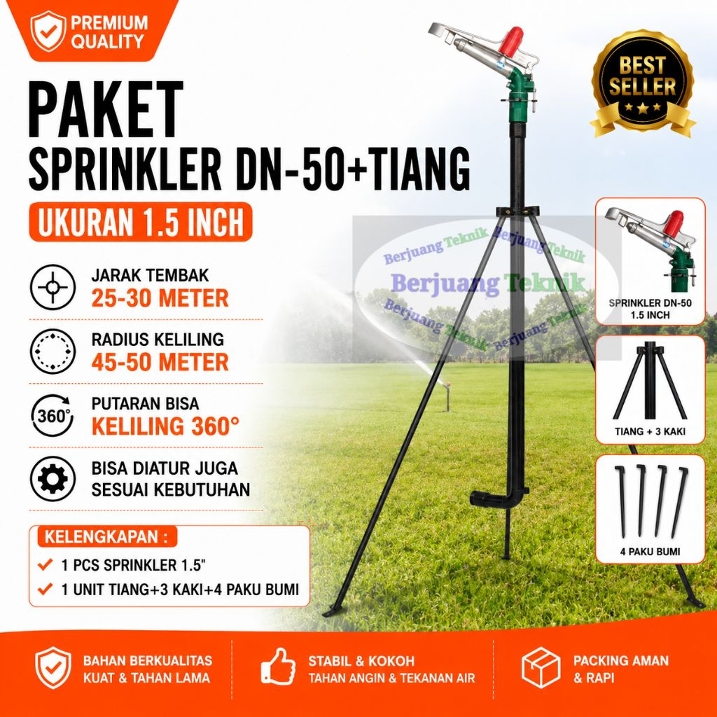 Paket Sprinkler Big Gun 1.5 Inch DN-50 Komplit Tiang Sprinkler || Sprinkler Penyiraman Tanaman lahan
