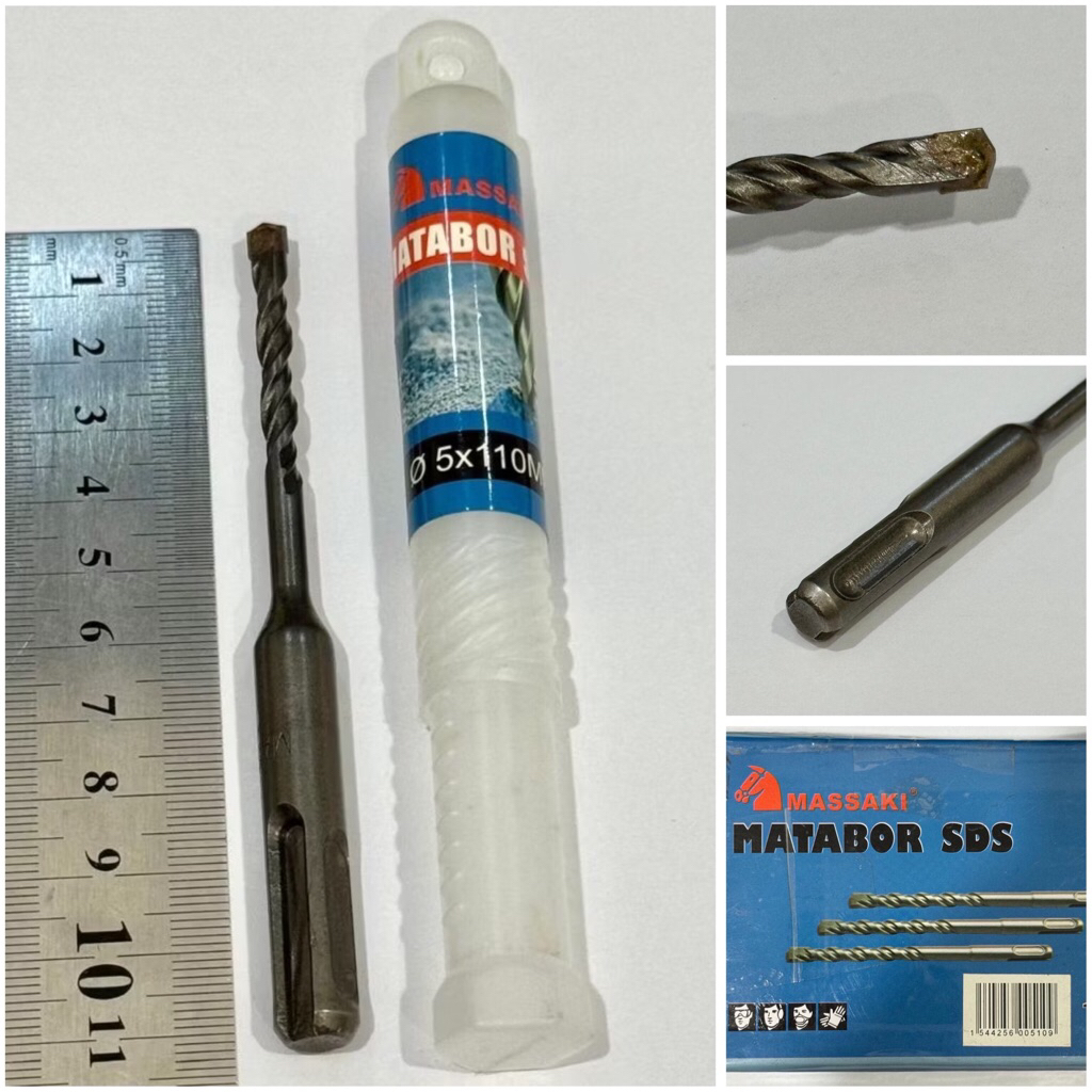 MASSAKI 5x110 Mata bor beton colok 5mm x 11cm sds plus tembok dinding hammer drill 5 mili concrete w