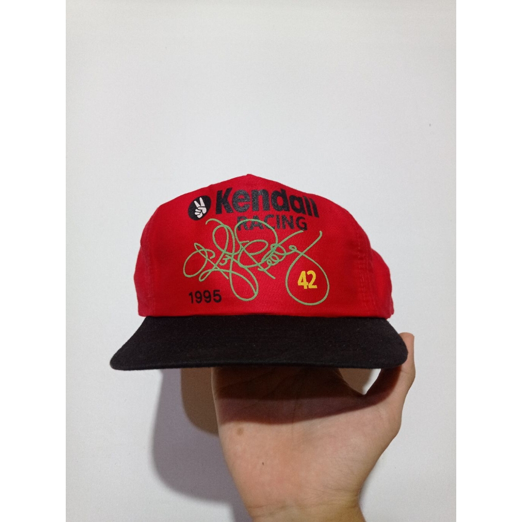 Topi Ropehat Vintage 90s Nascar Kendall Racing Two Tone Hitam Merah OSFA Second Brand Nascar