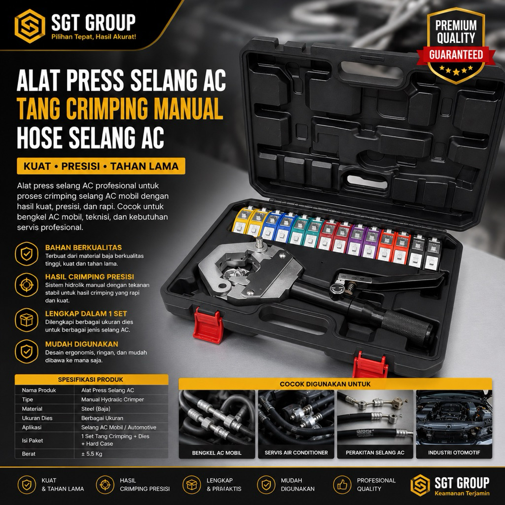 Tang Crimping Selang AC Manual Hydraulic Hose Crimping Tool Alat Press Selang AC Refrigeration Hose 
