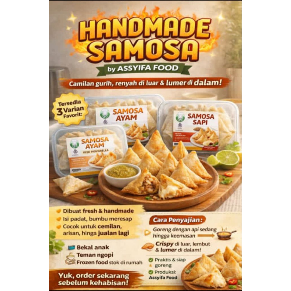 SAMOSA AYAM/SAPI I CHICKEN/BEEF SAMOSA FROZEN (ASSYIFA FOOD)
