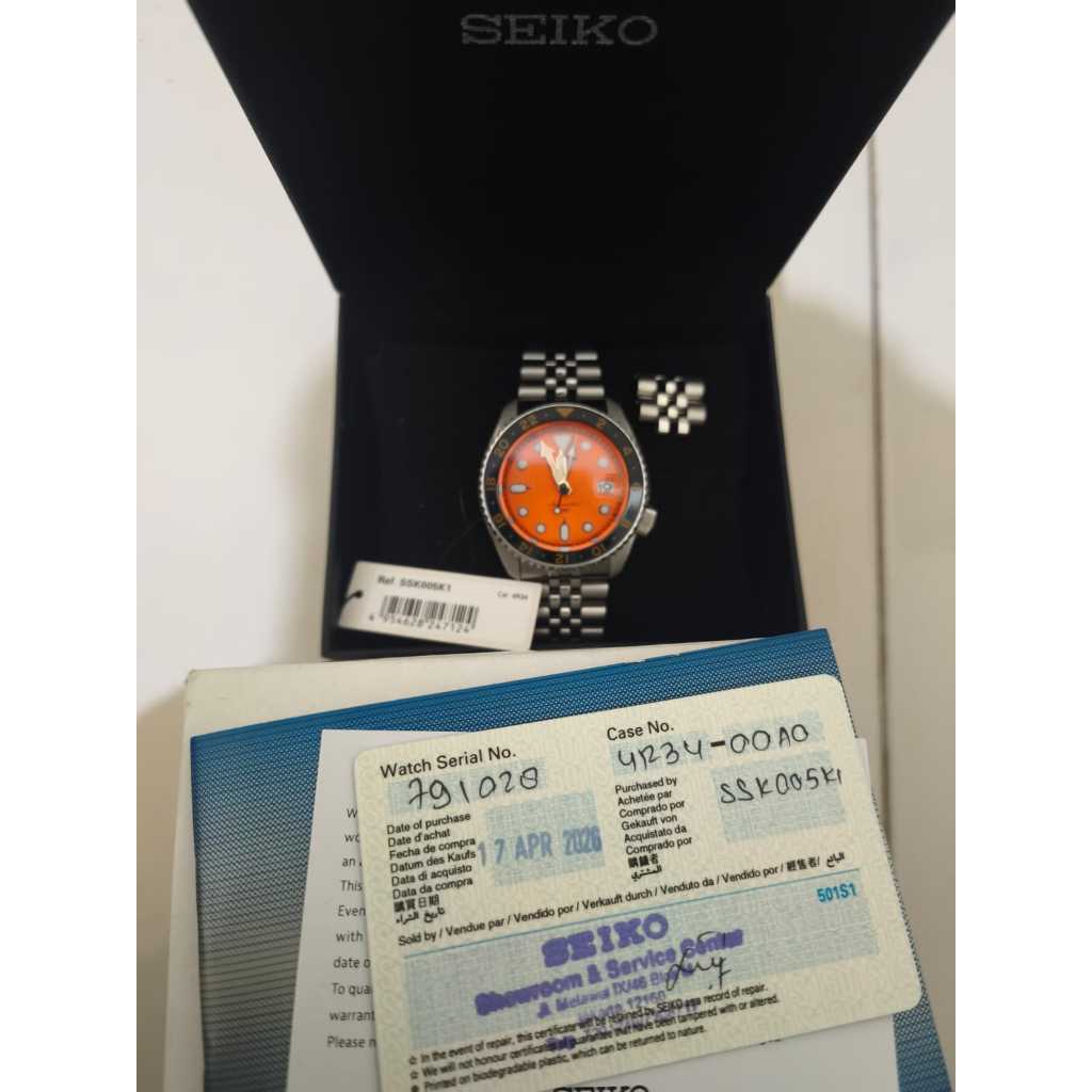 Seiko 5 SSK005K1 GMT Series Mikan Orange Automatic Stainless Original