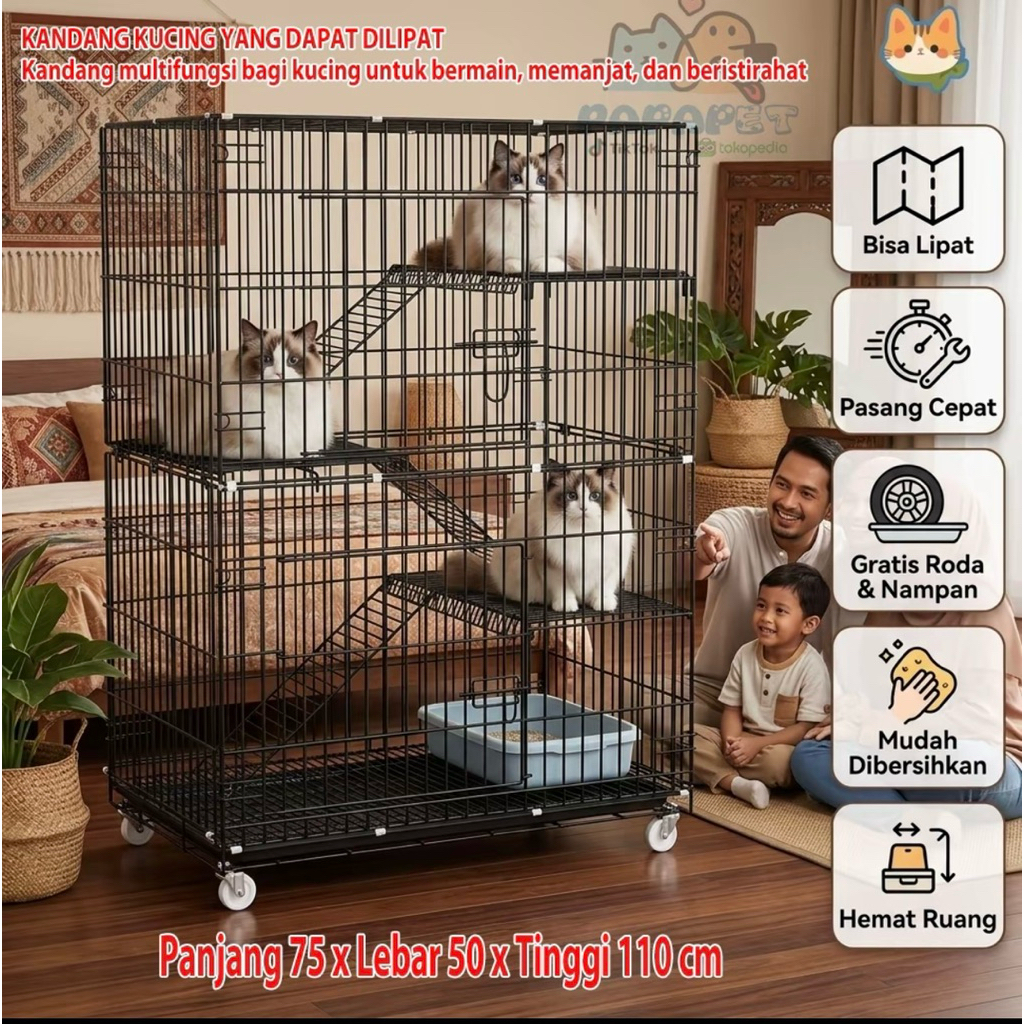 Kandang Kucing Anabul Preloved Besi 4 Tingkat Kandang kucing premium