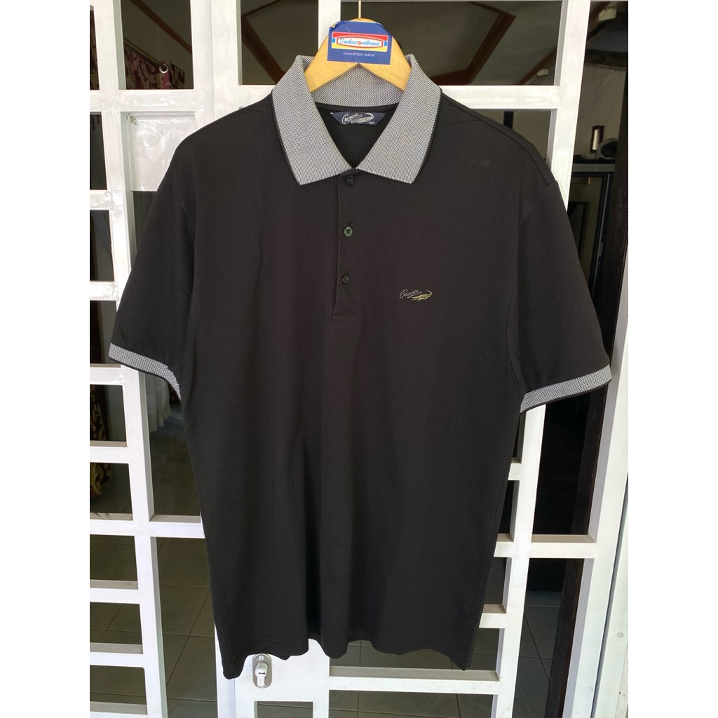 Poloshirt polo kaos kerah casual atasan pria laki laki cowok crocodile hitam bis abu logo second