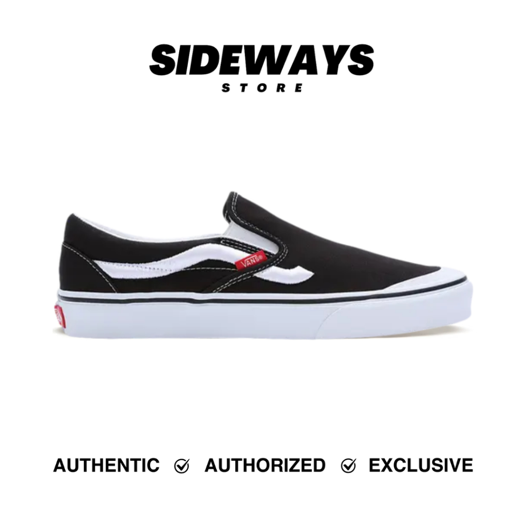 Vans Slip On Side Stripe Black White - 100% Original Guarantee
