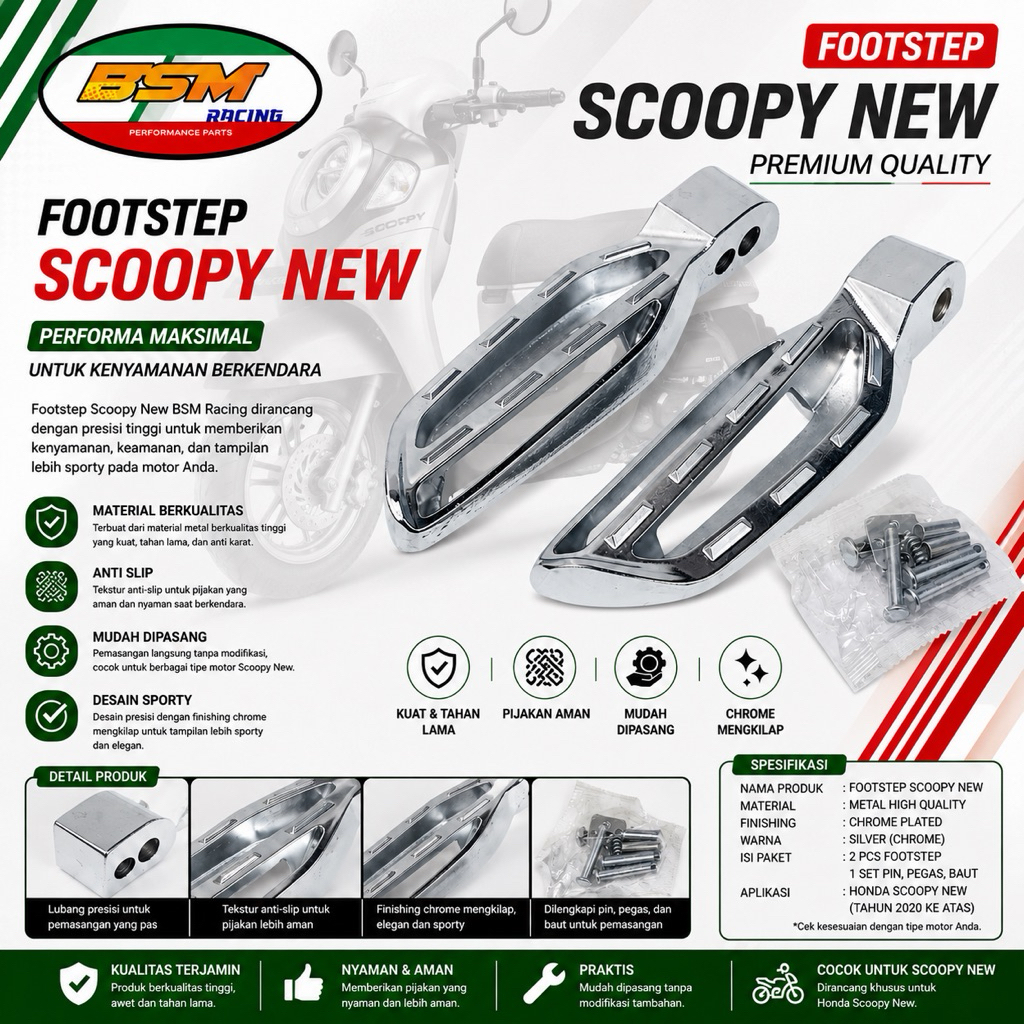 Footstep Scoopy New Original Step Scoopy New Pijakan Step Belakang Model Scoopy New K2F Universal St