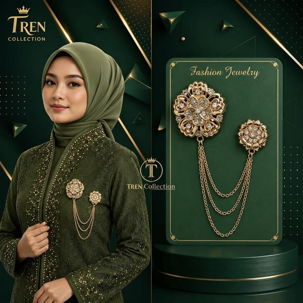 Bros Rantai Kebaya Tradisional Bros Rantai Etnik Jas Bros Rantai Hijab KEBAYA Set Bros Jas  Kebaya B