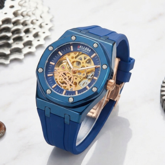 Jam Tangan Pria Belleda 9532 Automatic Strap Rubber Luxury Watches Anti Air Original Watch