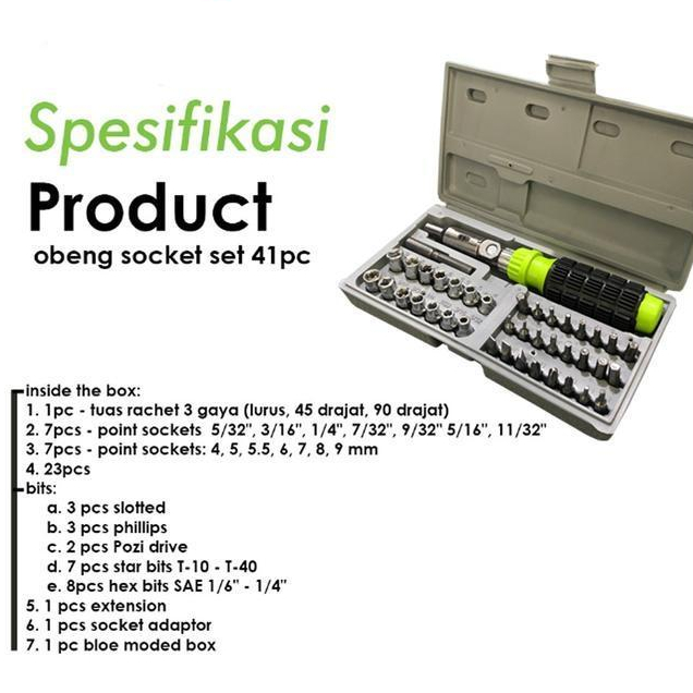 OBENG SOCK SET 41 PCS / KUNCI OBENG SOCKET 41 PCS NANKAI