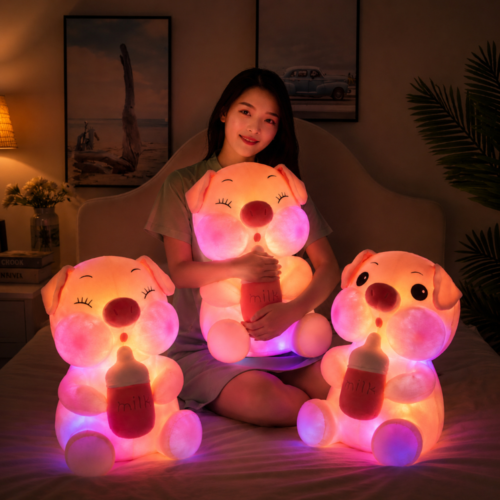 Boneka Babi Piggy Dot LED Lembut Jumbo XL Lucu Piglet Dolls Cute Baby Bottle Hadiah Mewah Birthday