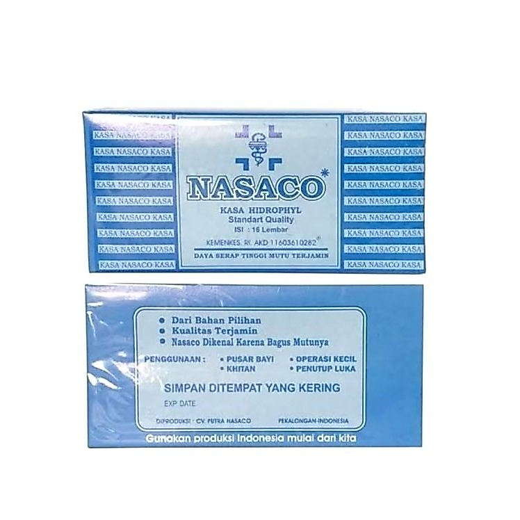 Kasa Steril Nasaco 16x16 - Kasa Pembalut Luka Operasi dan P3K Daya serap tinggi - Kasa penutup luka 