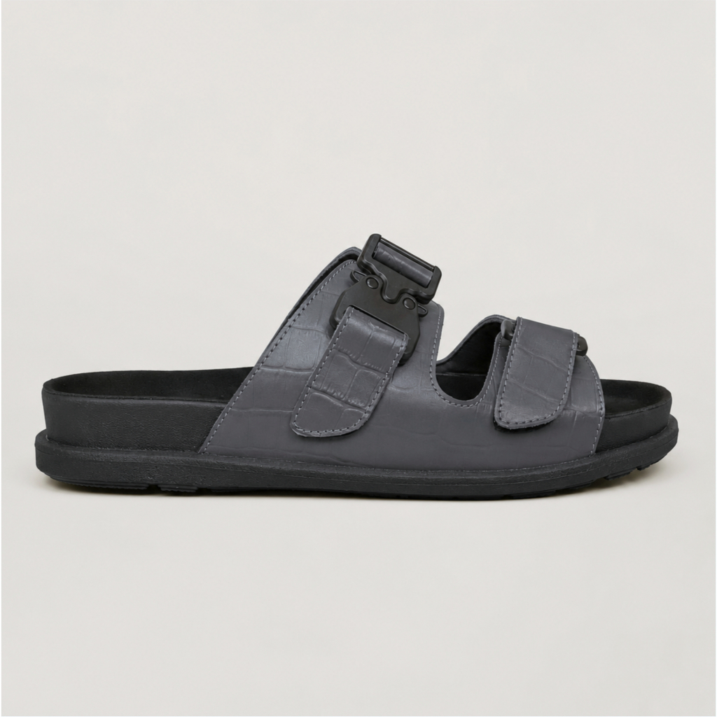 Jull Studio Agadir - Grey Croco Leather | Sandal Selop Casual Original Pria | Kulit Asli Cowhide Cro