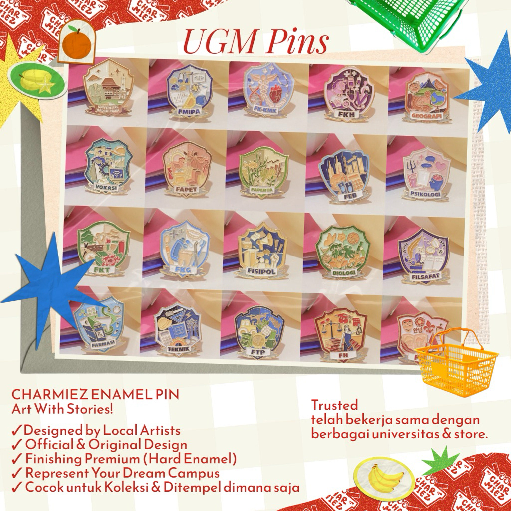 CHARMIEZ Enamel Pin UGM Fakultas Kampus UGM | Merchandise UGM | Enamel Universitas Gadjah Mada
