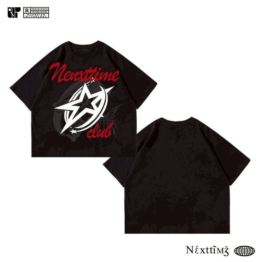 Kaos Oversize Pria Next Time Club Black