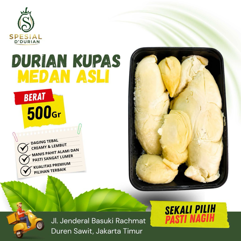 DURIAN KUPAS MEDAN ASLI MANIS PAHIT / DURIAN SPESIAL MANIS PAHIT / DURIAN MANIS PAHIT 500gr DAN 900g