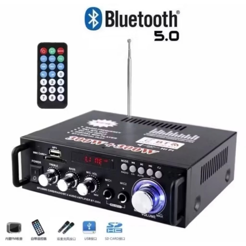 Amplifier BT-298A Bluetooth EQ Audio Amplifier Karaoke Home Theater FM Radio 600W KERNDY amplifier B
