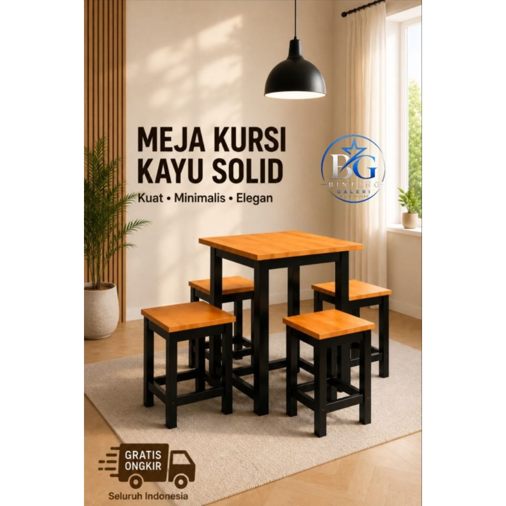 Best Seller Meja Kursi Cafe Minimalis 1 Set 4 Kursi Meja Makan Meja Kopi Meja Warung murah