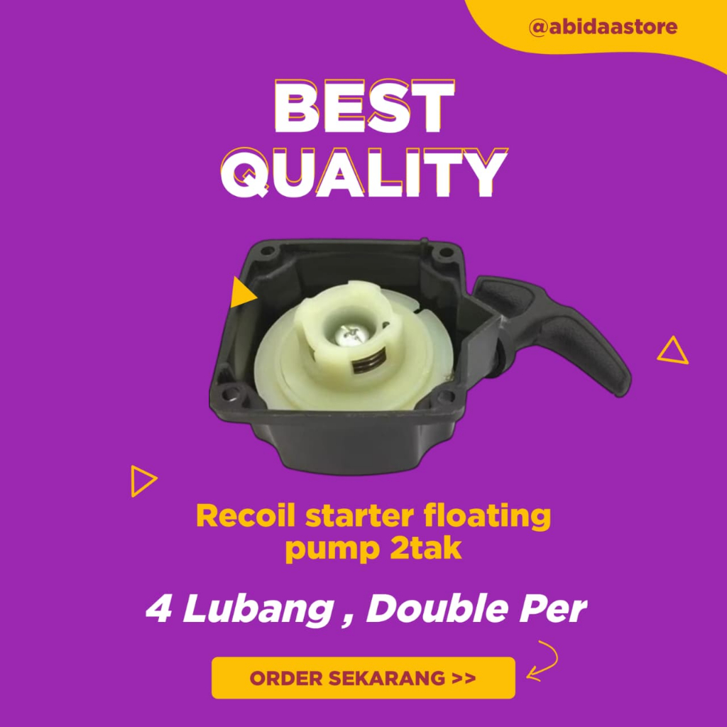 Recoil starter assy floating pump 2 tak tarikan engkol 4 hole pompa air apung siram bawang - kap sta