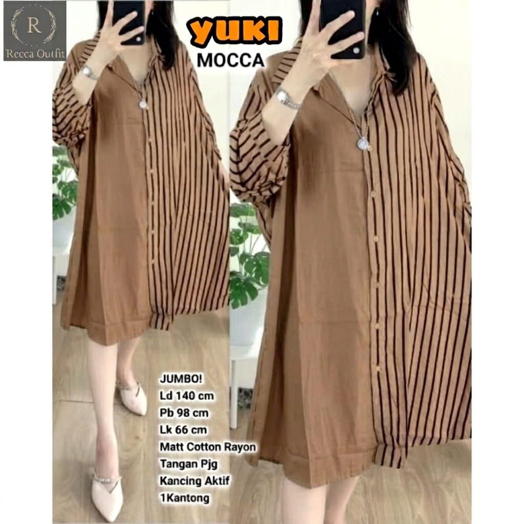 JUMBO LD 140 YUKI DRES BAJU WANITA BY RECCA