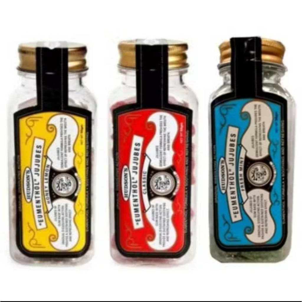 Permen Klasik Hudson's Jujube Classic Fresh Mint Honey Lemon Permen Health Eumenthol Candy