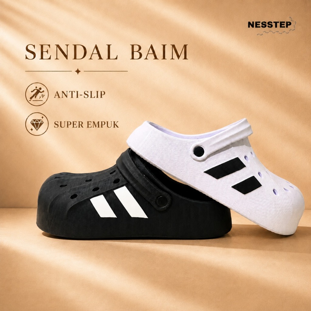 Sandal Baim Unisex EVA Anti Slip, Anti Licin, Sendal Clog Pria Wanita Empuk Nyaman Tidak Bau