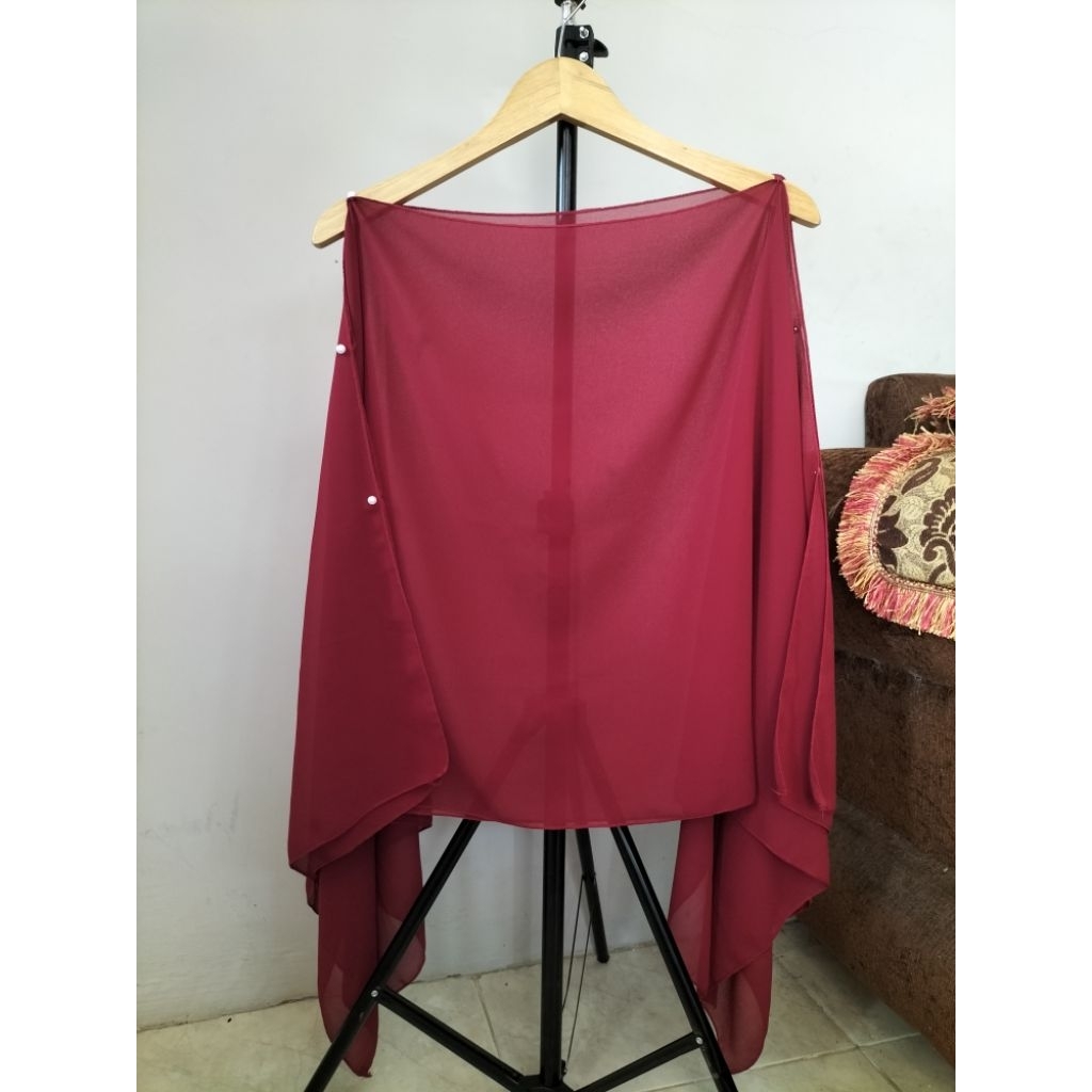 BAJU ATASAN LONG OUTER OUTWEAR KONDANGAN VIRAL MAROON CERUTY LUCU PL