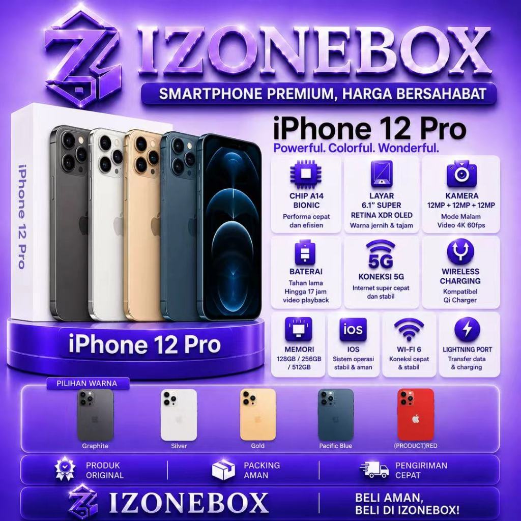 IP 12 Pro Second inter 128GB/256GB Original Bergaransi