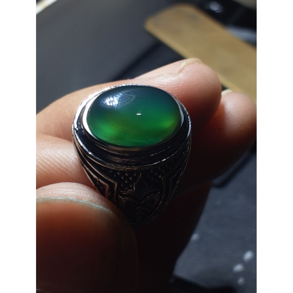 cincin hijau garut dimensi kecil hijau botol