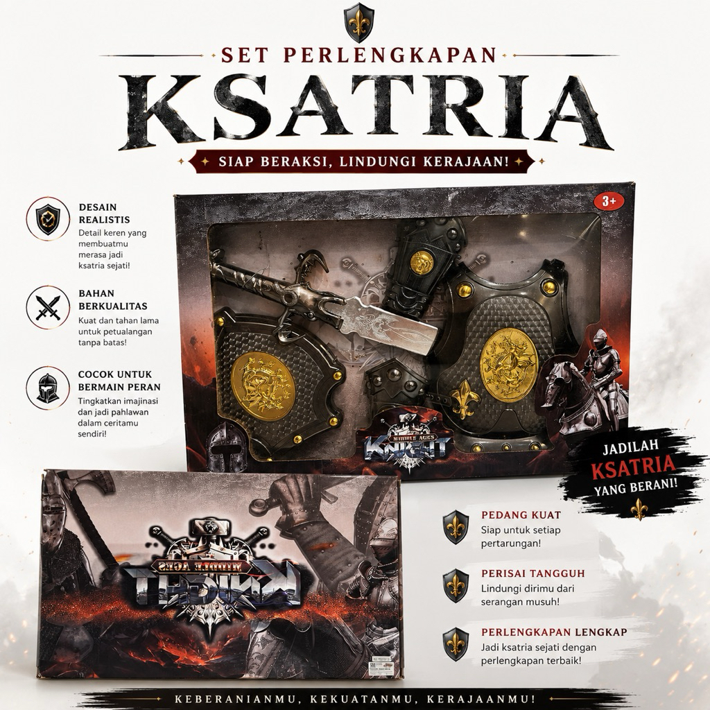 Set Perlengkapan Ksatria Anak – Pedang & Perisai Mainan