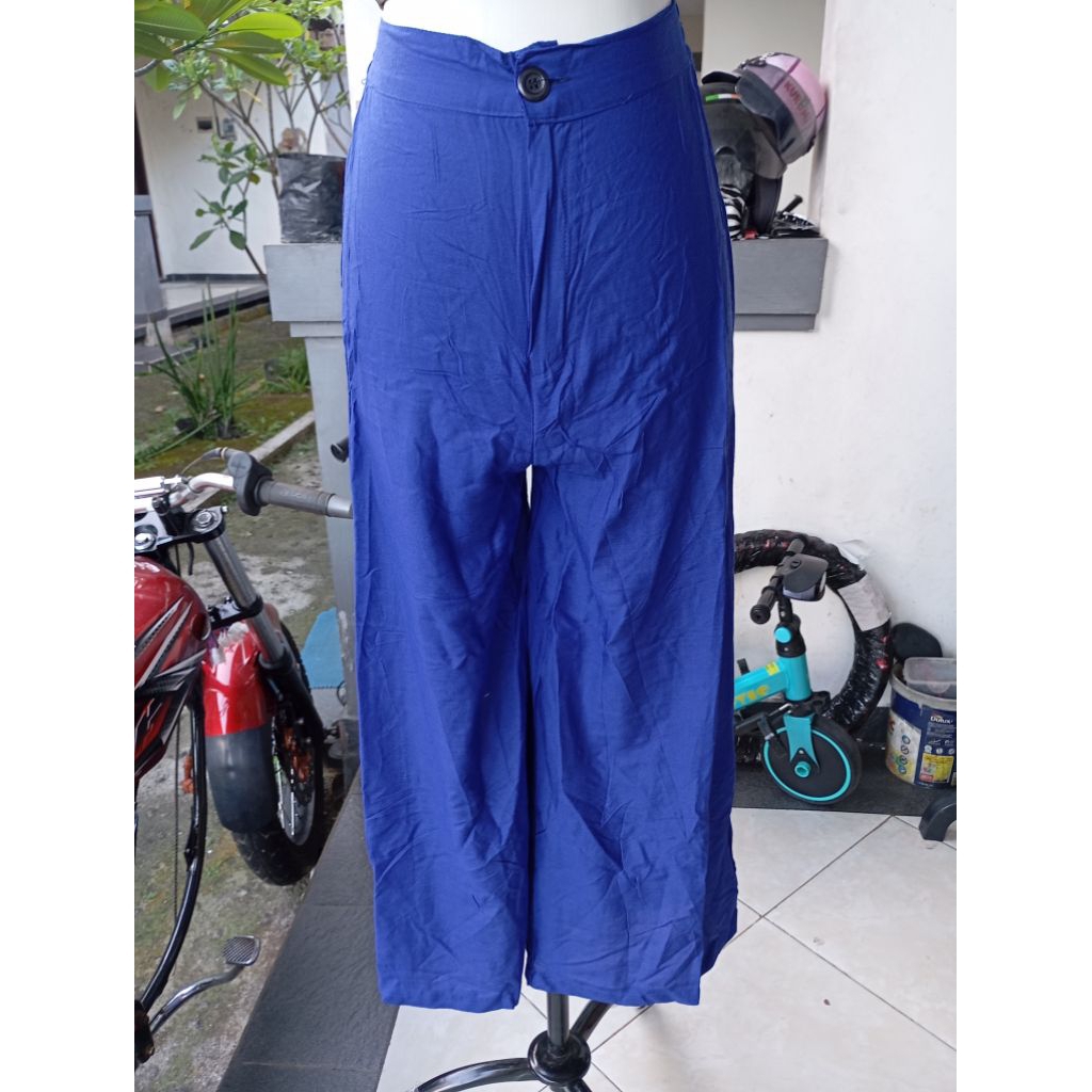 Celana Kulot New Biru Elektrik/Coklat Nude