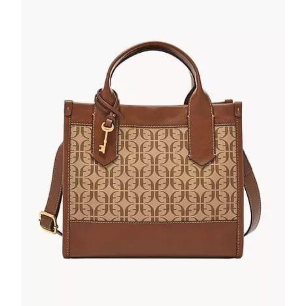 Tas Fssil Kyler Satchel Beige Brown