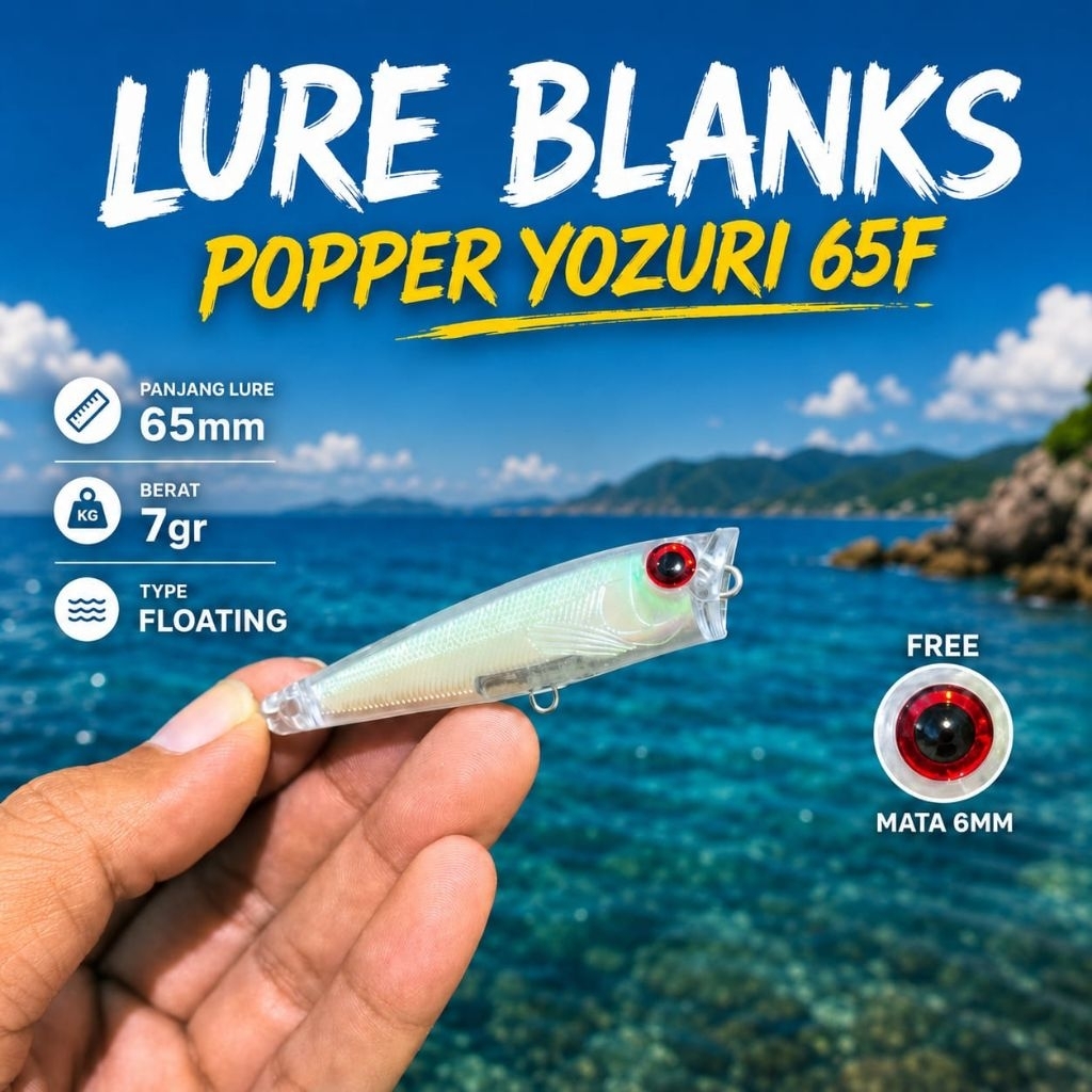 LURE BLANK POPPER YOZURI 65F 65MM-7GR [LB10]