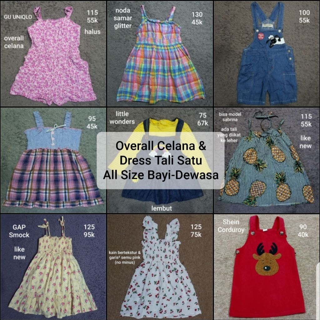 PL Overall Dress & Jumpsuit Tali Satu All Size Anak, Remaja, Dewasa Katun, Denim / Jeans, Sifon, Fla