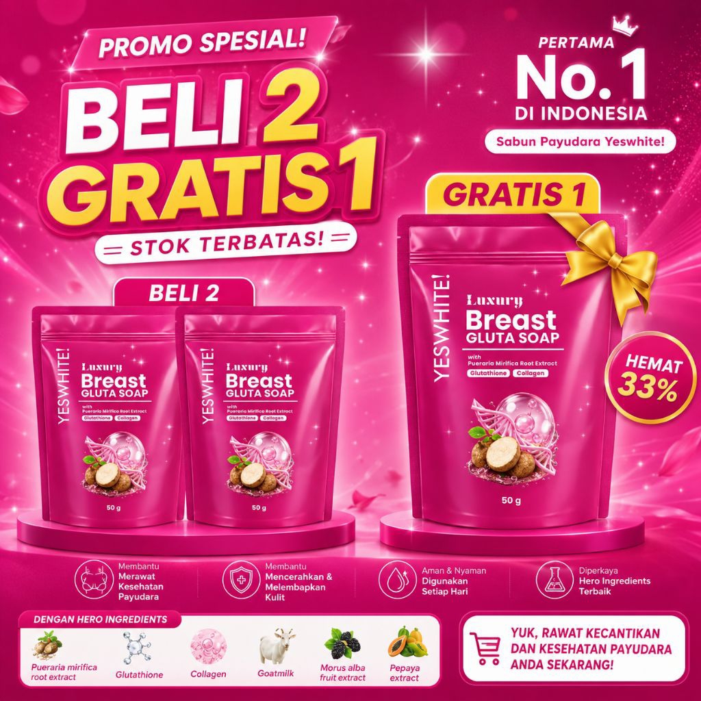 NEW LAUNCH - [BELI 2 GRATIS 1] YESWHITE Luxury Breast Ampoule Gluta Soap With Pueraria Mirifica Extr