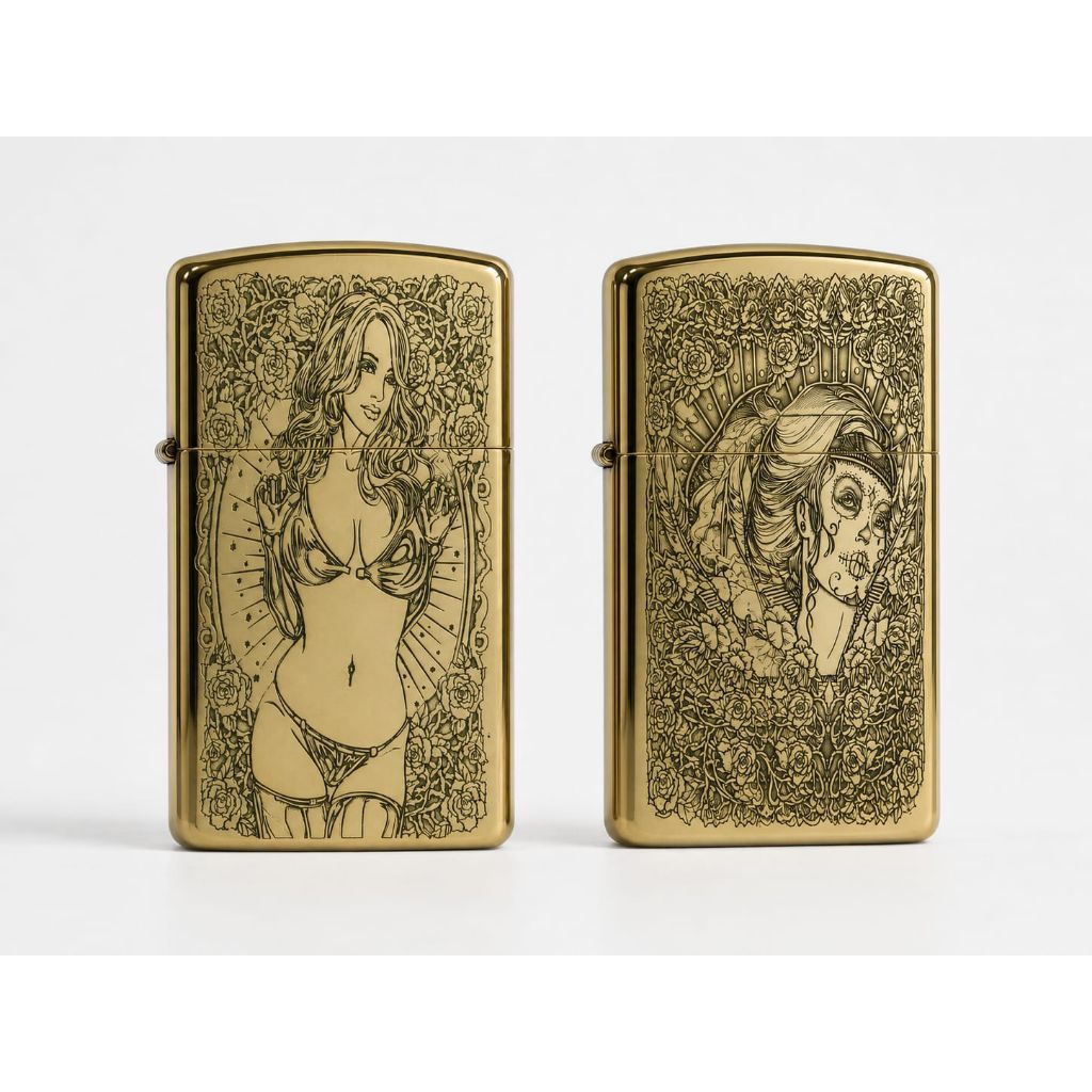Zorro Z909 Slim ukir 2 sisi-Brass