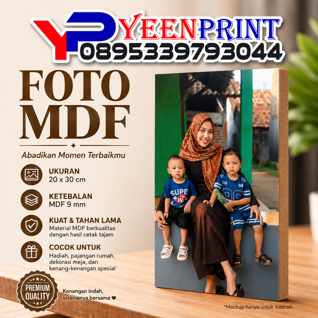 (MDF 9 MM) CETAK FOTO 20 X 30 MEDIA PAPAN MDF 9 MM PRINT GLOSSY