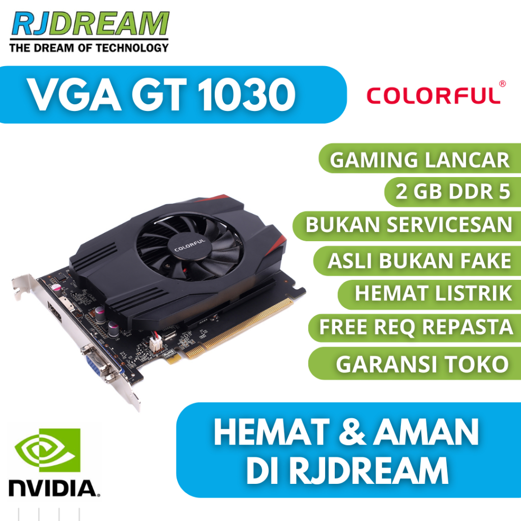 VGA NVIDIA GT 1030 2GB DDR5 BEKAS / SECOND NO MINUS