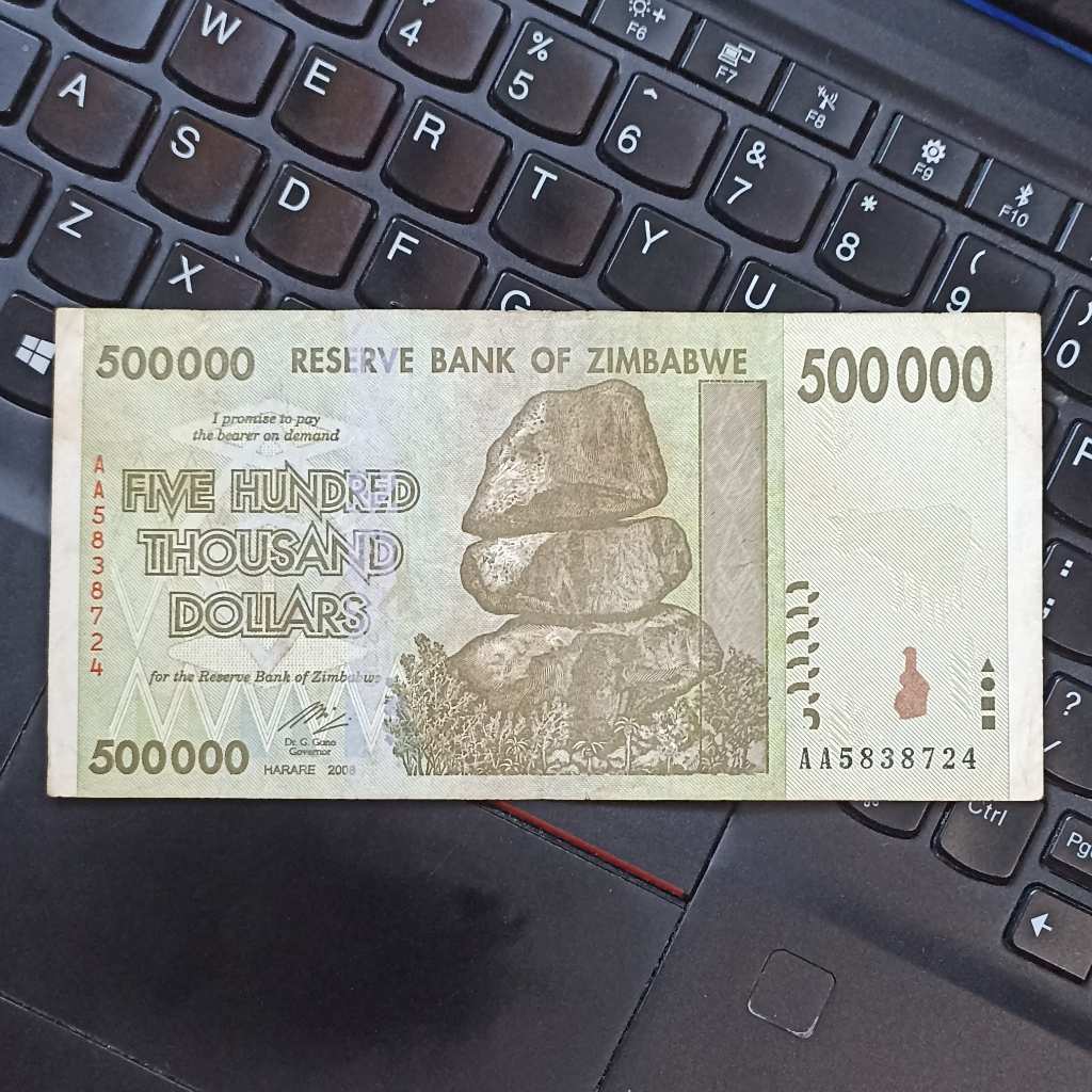 Uang Kuno Zimbabwe 500 000 Dollar Bekas