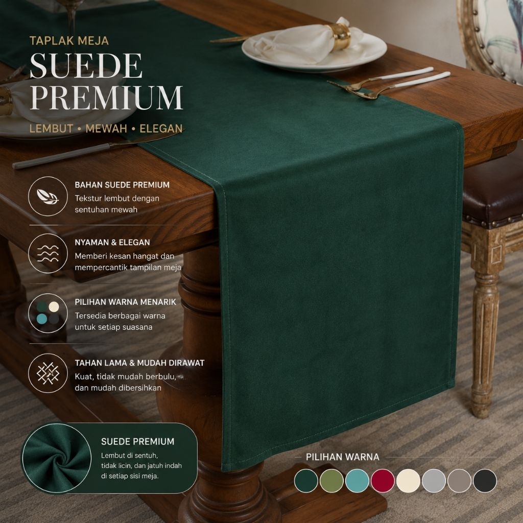 Taplak meja suede Tablle Runner suede premium Bed Runner suede Tablle Runner taplak meja