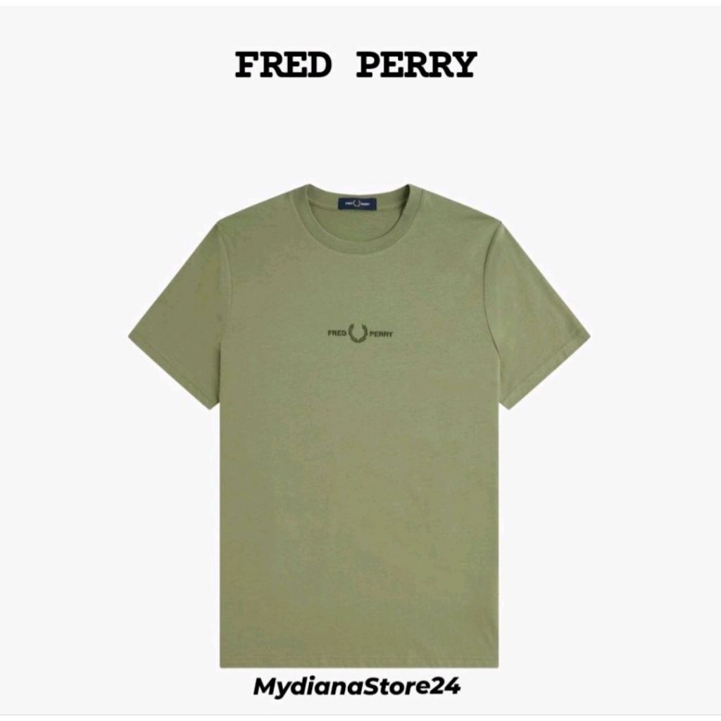 FRED PERRY - FRED PERRY EMBROIDERED T-SHIRT - OLIVE MINT