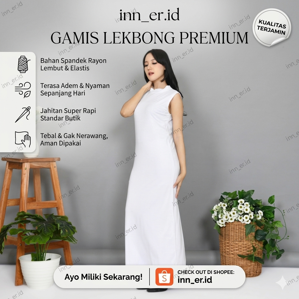 Gamis Inner Premium Tanpa Lengan Bahan Spandek Rayon