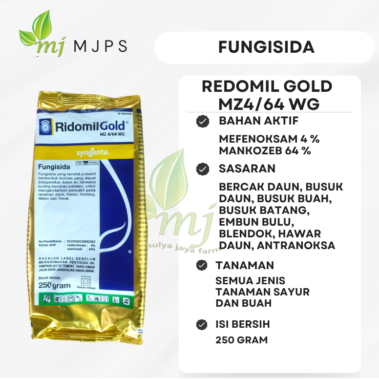 Fungisida Redomil Gold MZ 4/64 WG Sistemik Dan Kntak Penyakit Jamur Tanaman Isi 250 Gram