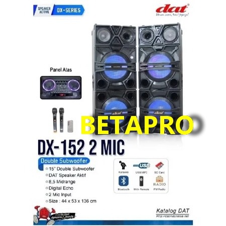 Speaker Aktif Pasif DAT 15 Inch DX152 Sound System 2 Mic Wireless Indoor Outdoor Karaoke