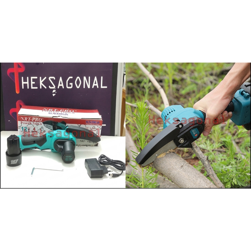 Mini Cordless Chainsaw NRT PRO CS75DC Mesin Gergaji Kayu Samarinda
