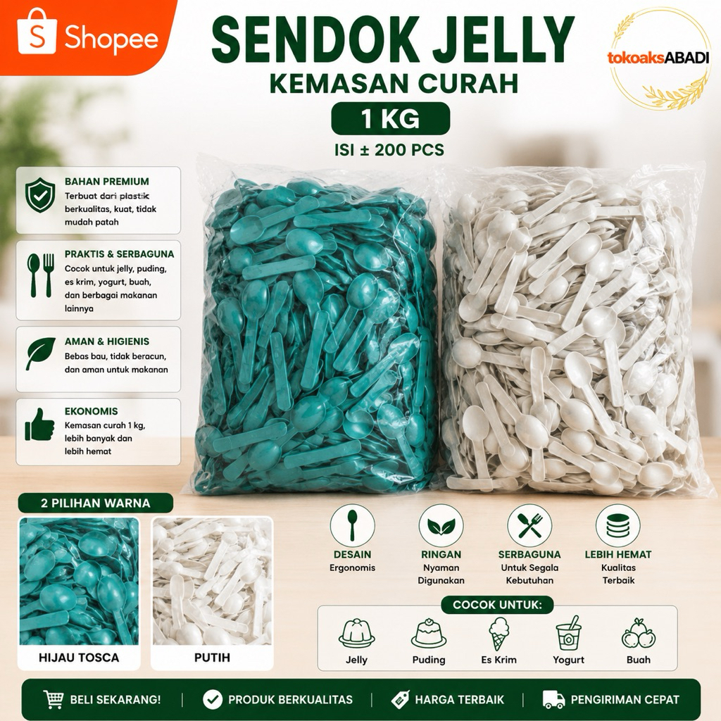 SENDOK JELLY KLIOAN / KEMASAN 1 KG PUTIH / WARNA