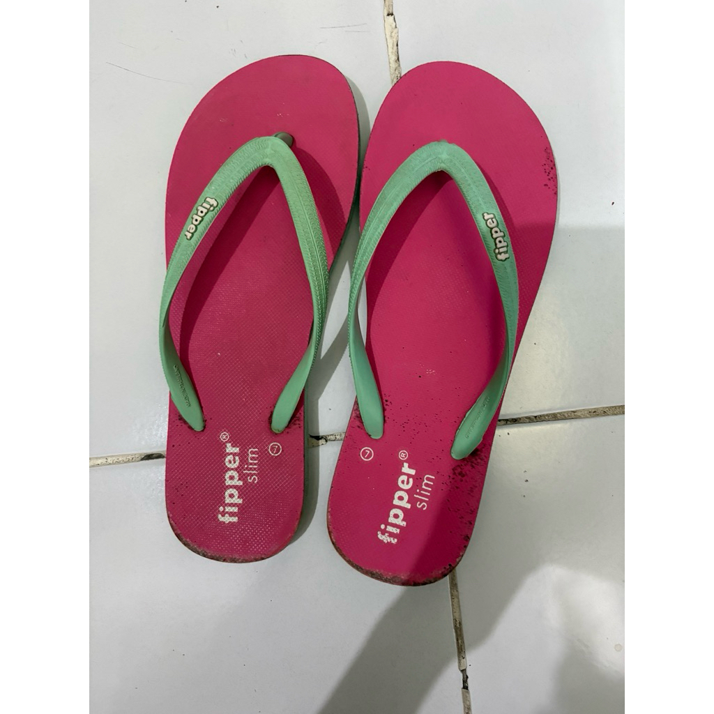 Sandal Jepit Flipper Slim Pink Hijau